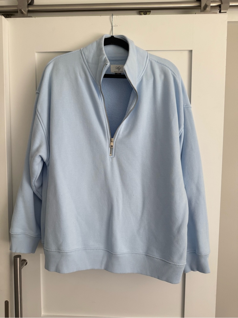 American Eagle Light Blue Quarter-Zip Sweater